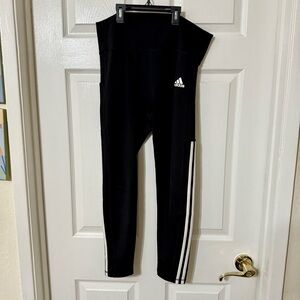 Adidas Black and White Leggings with Iconic Stripes